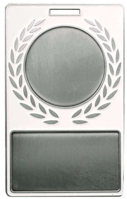 4" x 2-1/2" Antique Silver White Wreath Bag Tag