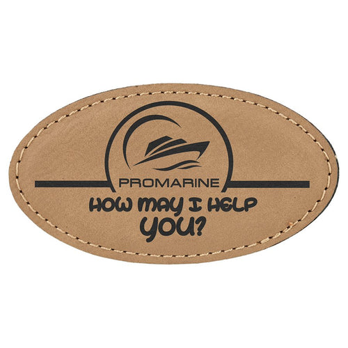 3 1/4" x 1 3/4" Personalized Leatherette Oval Badge with Magnet
