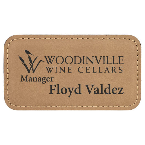 3 1/4" x 1 3/4" Personalized Leatherette Badge with Magnet