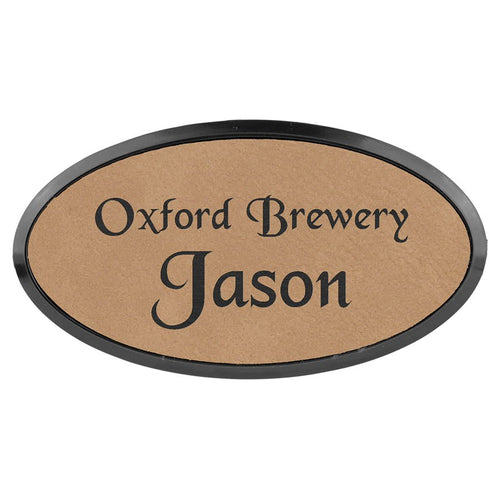 3" x 1 1/2" Personalized Leatherette Oval Badge with Frame