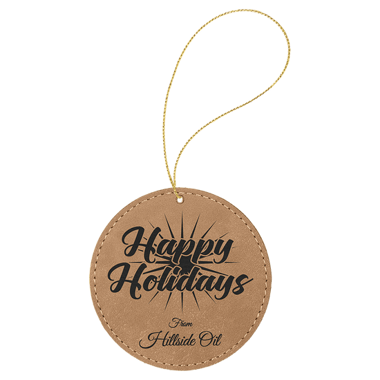 Laserable Leatherette Round Ornament with String