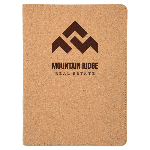 9 1/2" x 12" Cork with Zipper Portfolio with Notepad