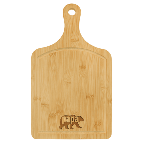 15 1/2" x 9" Bamboo Cutting Board Paddle Shape with Drip Ring