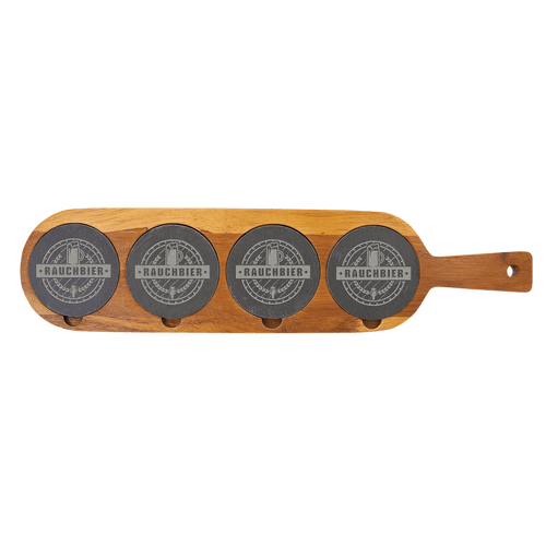 18 1/2" x 4 1/4" Acacia Wood/Slate Serving Board
