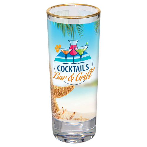 2 1/2 oz. Sublimatable Glass Shooter with Gold Rim