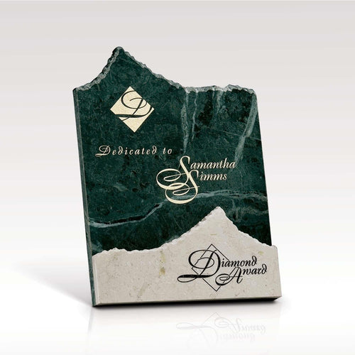 Apex Green and White Marble Mountain Plaque
