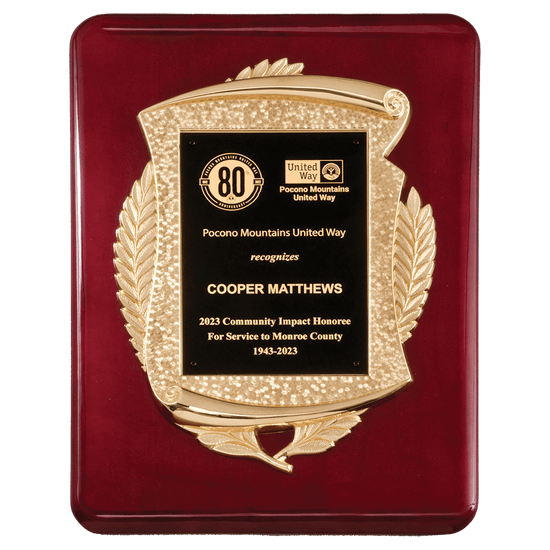 Rosewood Gold Scroll Plaque