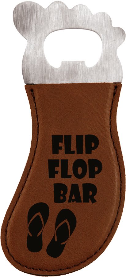 Dark Brown Laserable Leatherette Foot Shaped Bottle Opener with Magnet