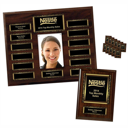Walnut Perpetual Photo Plaque with 12 Companion Plaques