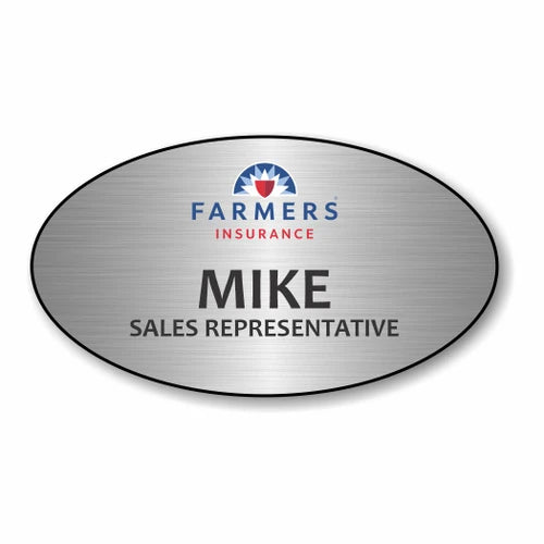 Farmers Insurance Silver Oval Name Badge