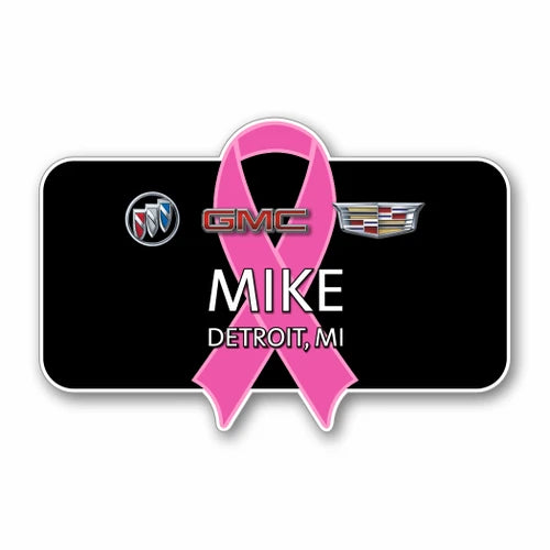 Buick GMC Cadillac Breast Cancer Awareness Name Badge (Rectangle)