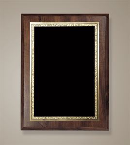 Picture of Large Rectangular Walnut Finish Plaque with Black and Florentine Finish Plate