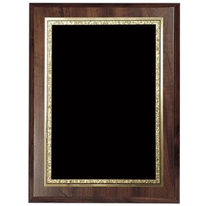 Picture of Large Genuine Hand-rubbed Walnut Plaque with Black and Florentine Finish Plate