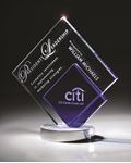 Picture of Blue and Optic Clear Diamond Award on Aluminum Base