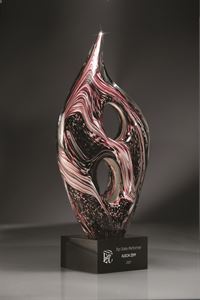 Picture of Maroon Sculpted Glass on Black Glass Base