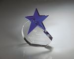 Picture of Glass Crescent Moon with Blue Star Accent
