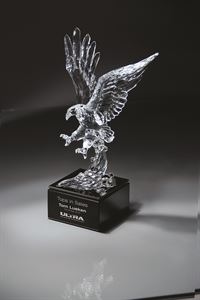 Picture of 11 1/2" Tall Ultra-Light Lucite Sculpted Eagle on Genuine Italian Black Marble Base