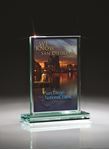 Picture of 6" x 7 3/8" Medium Jade Glass Rectangular Award