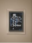 Picture of 7" x 9" Beveled Glass Plaque on Screened Blue Background