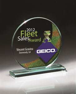 Picture of Medium Glass Jade Circle Award with Digi-Color
