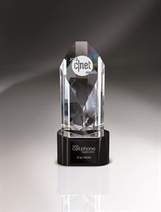 Picture of Crystal Slant Tower on Black Glass Base