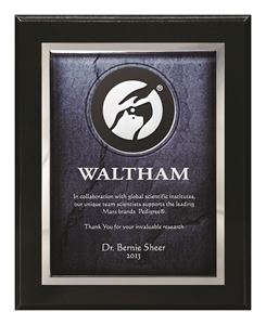 Picture of Blue Slate with Black Circle Digi-Color Lucite on Silver Back Plate