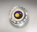 Picture of Faceted Optic Crystal Round Paperweight with Digi-Color