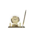 Picture of Gold Dome Clock and Pen Set on Heavy Metal Base