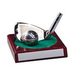 Picture of Golf Ball and Iron on Wood Base
