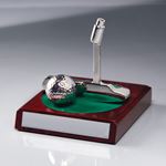 Picture of Golf Ball and Putter on Wood Base