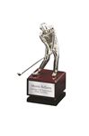 Picture of Nickel Plated Male Golfer on Wood Base