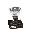 Picture of 5 1/2" x 7" Elevated Optic Crystal Multi-Faceted Golf Ball Bowl on Black Glass Base