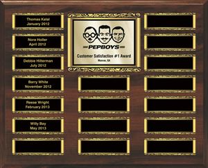 Picture of 18-Plate Scroll Border Walnut Finish Perpetual Plaque