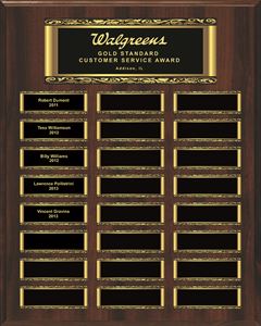 Picture of 24-Plate Scroll Border Walnut Finish Perpetual Plaque