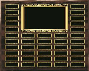 Picture of 40-Plate Scroll Border Walnut Finish Perpetual Plaque