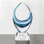 Picture of Beauvoir Award - Blue/Turquoise • mouthblown, flawless Bohemian art crystal • attached etched base included • specify black or clear optical crystal base