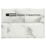 Picture of GFT870 - 3 3/4" x 2 3/4" White Marble Laserable Leatherette Hard Business Card Holder