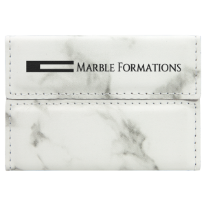 Picture of GFT870 - 3 3/4" x 2 3/4" White Marble Laserable Leatherette Hard Business Card Holder