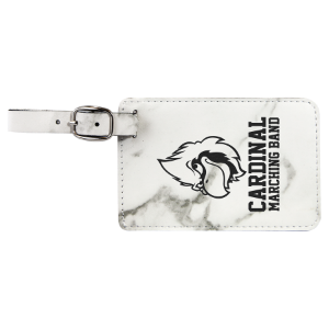 Picture of GFT866 - 4 1/4" x 2 3/4" White Marble Laserable Leatherette Luggage Tag