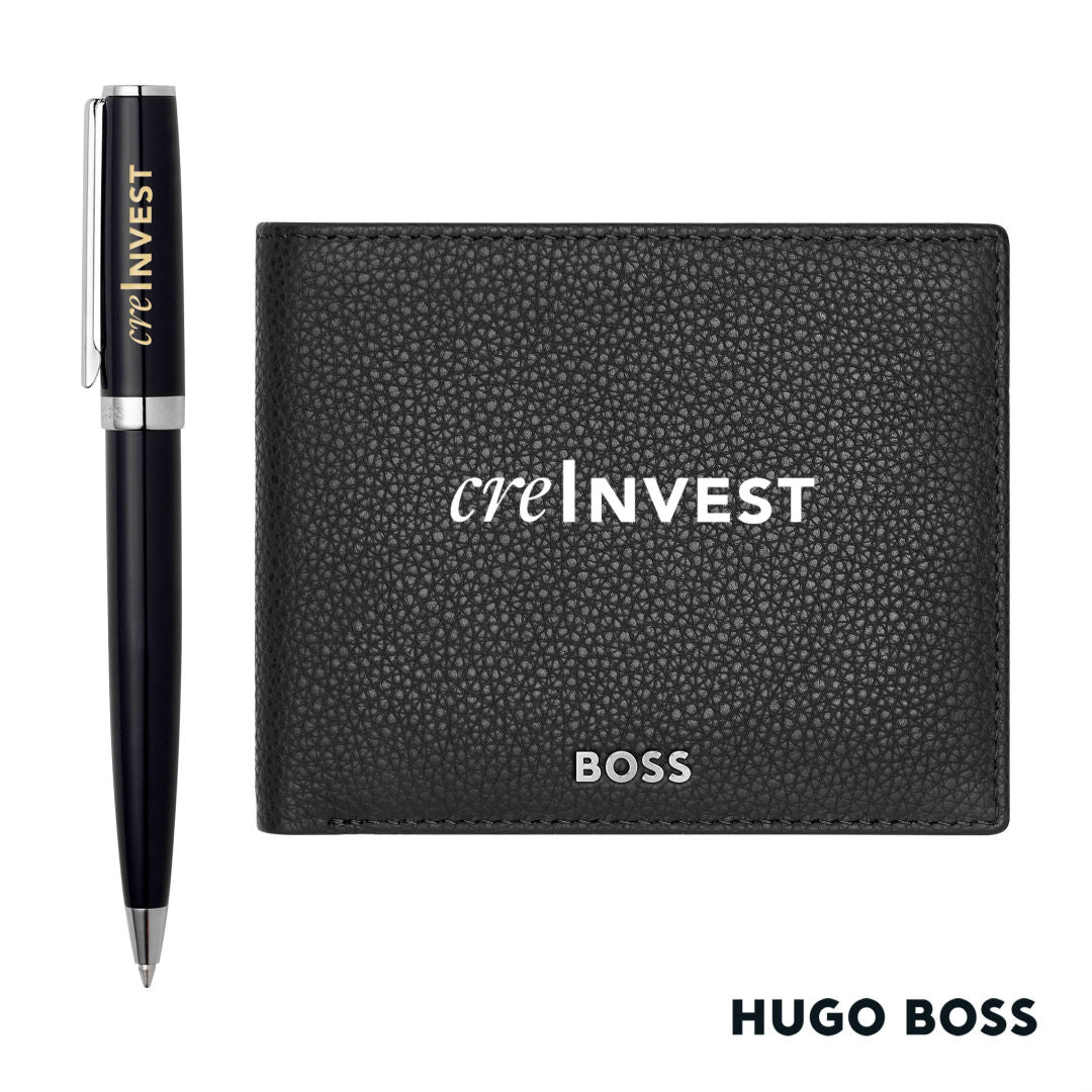 Hugo Boss® Ballpoint Pen & Wallet Set – Black