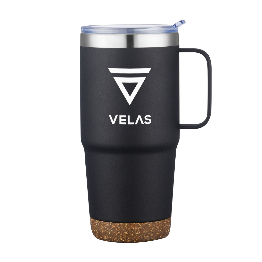 Akira Travel Mug w/Cork Bottom - 24oz - Minimum 48 — Black — D269-BK