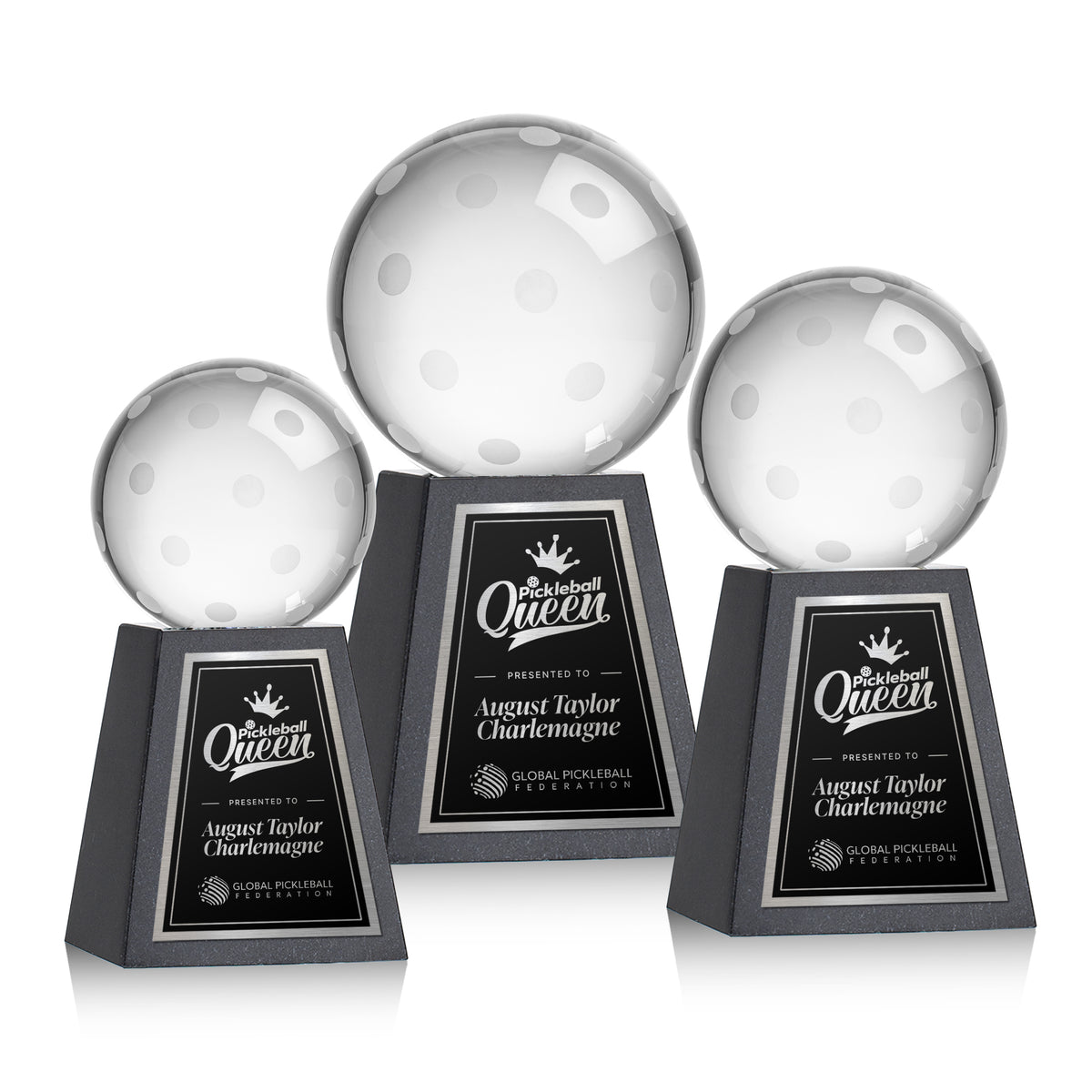 Pickleball Award on Tall Marble Base