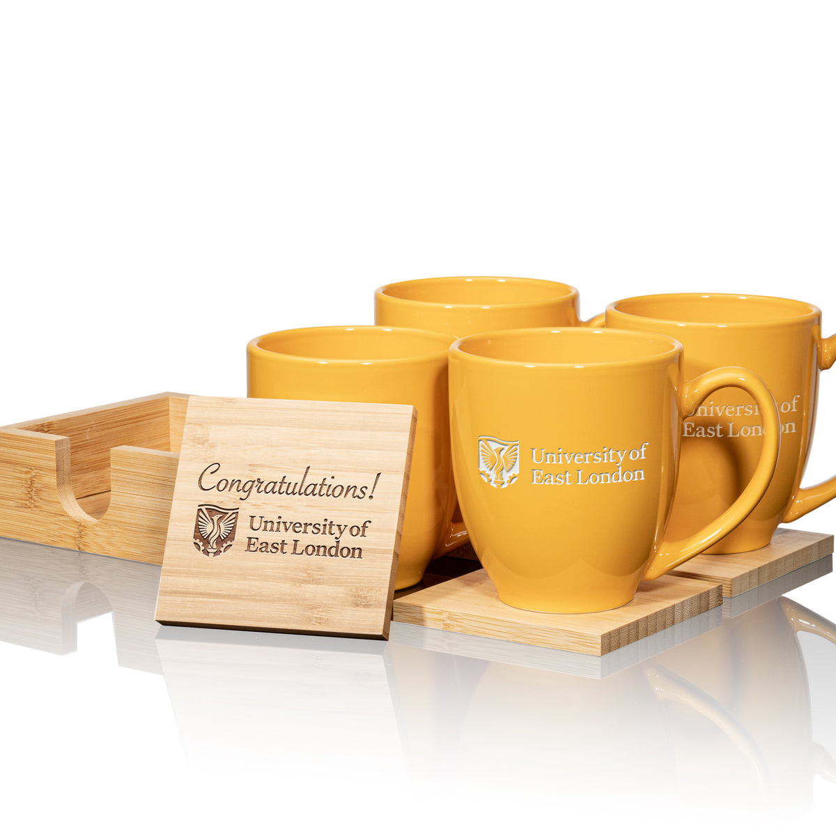 Mug & Bamboo Coaster Set