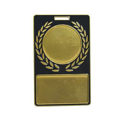 4" x 2-1/2" Antique Gold Black Wreath Bag Tag