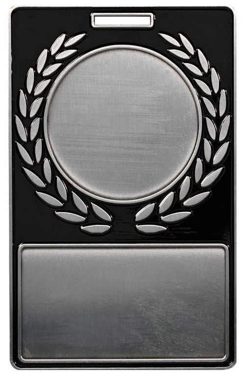 4" x 2-1/2" Antique Silver Black Wreath Bag Tag