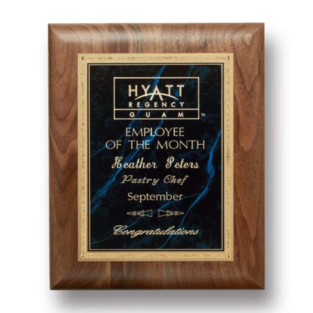 Gemstone Walnut Plaque - Walnut/Lapis