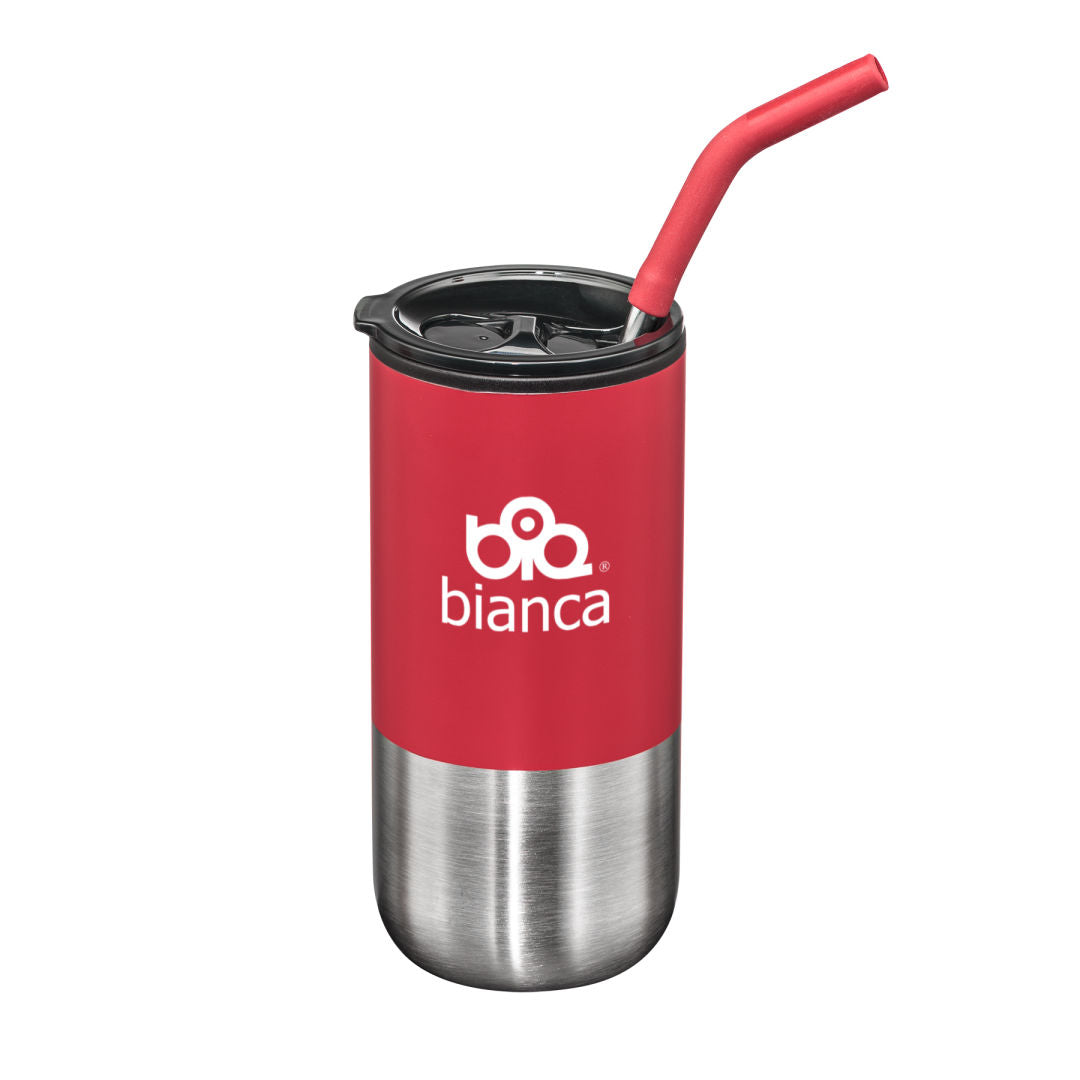 Bondi Double Wall Tumbler w/ Straw -18oz — Red — D149-RD
