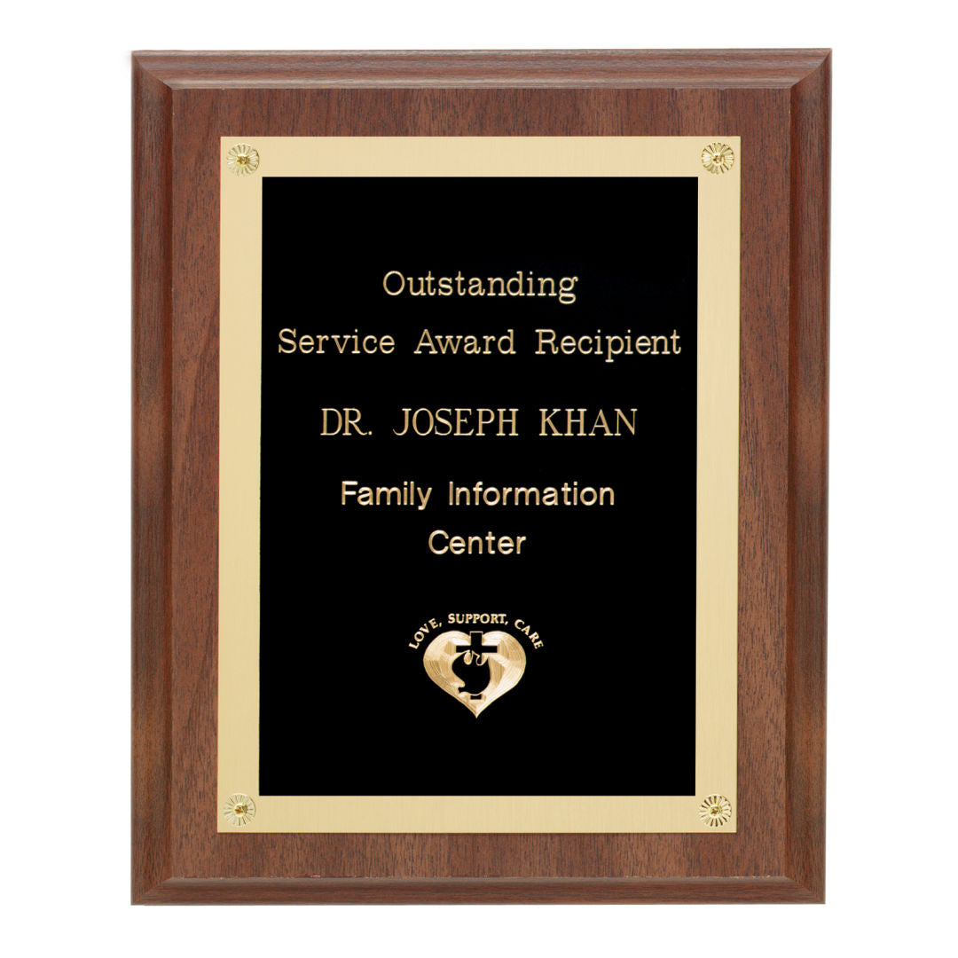 Walnut Finish Plaque w/Rosettes