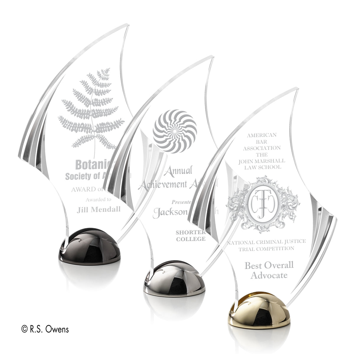 Flourish Hemisphere Award - Laser Engraved