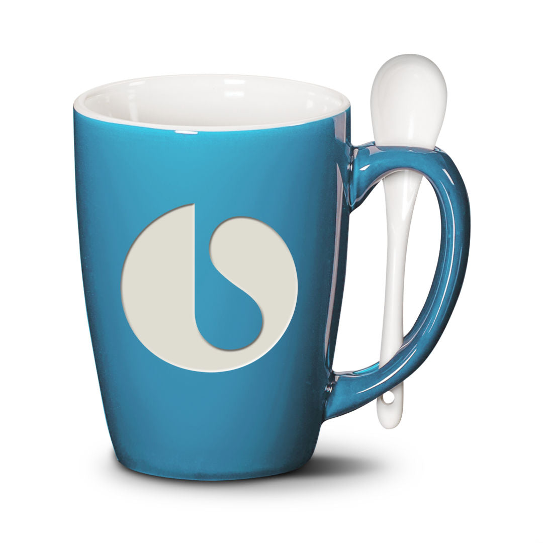 Winfield Mug & Spoon - 15oz — Blue — Deep Etch — MUG6301-OB